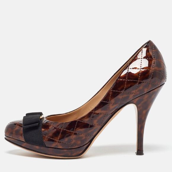 Salvatore Ferragamo Brown Quilted Patent Leather Vara Bow Platform Pumps Size,New Products : American Fashion Style Bags On Sale